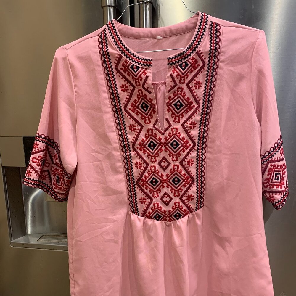 Pink Embroidered Shirt